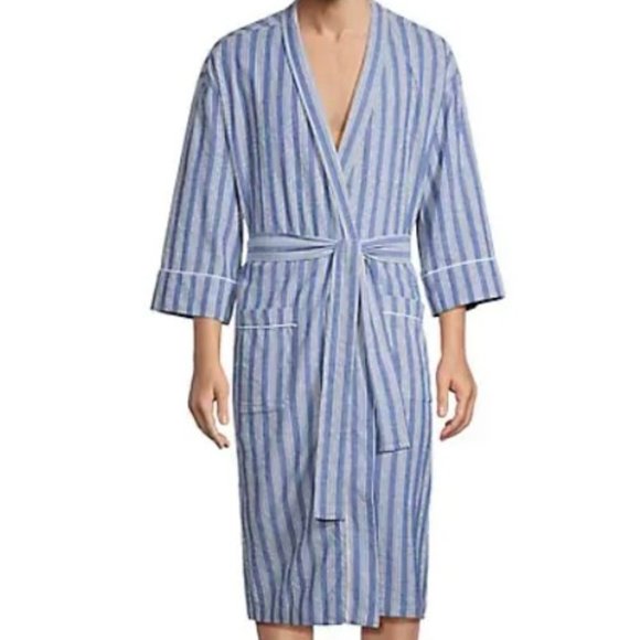 Striped Cotton Robe - Sterling - Picture 1 of 5